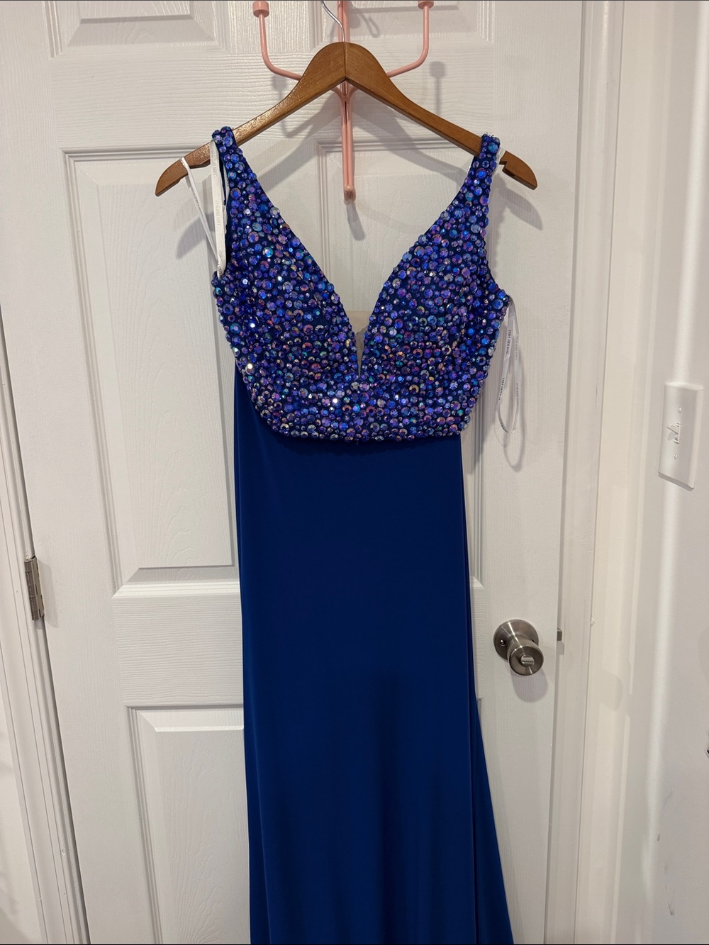 Sherri Hill Royal Blue Heavily Beaded Hi-Low Prom / Formal Gown - Size 4